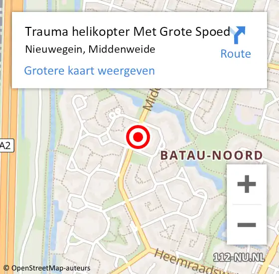 Locatie op kaart van de 112 melding: Trauma helikopter Met Grote Spoed Naar Nieuwegein, Middenweide op 7 september 2022 19:31