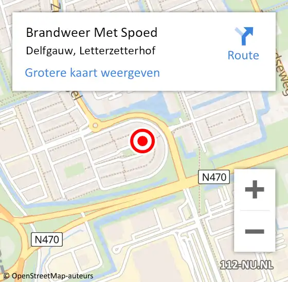 Locatie op kaart van de 112 melding: Brandweer Met Spoed Naar Delfgauw, Letterzetterhof op 7 september 2022 19:32