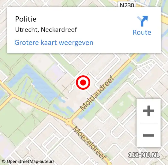 Locatie op kaart van de 112 melding: Politie Utrecht, Neckardreef op 7 september 2022 19:35