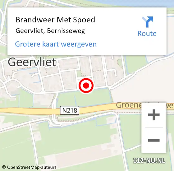 Locatie op kaart van de 112 melding: Brandweer Met Spoed Naar Geervliet, Bernisseweg op 7 september 2022 19:48