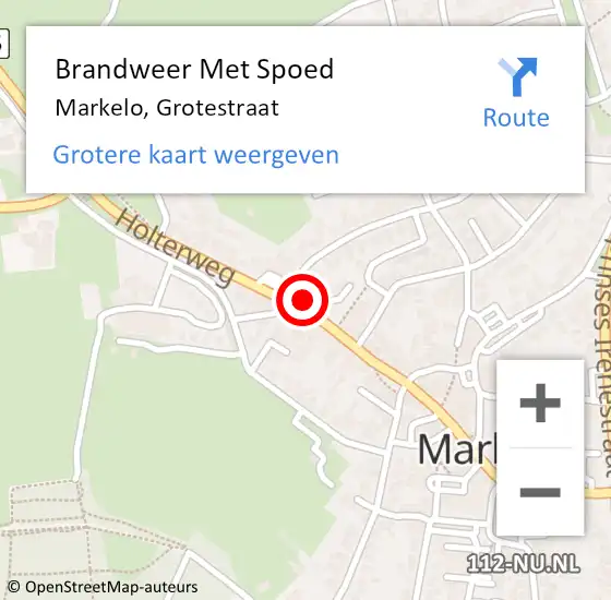 Locatie op kaart van de 112 melding: Brandweer Met Spoed Naar Markelo, Grotestraat op 28 juli 2014 17:39