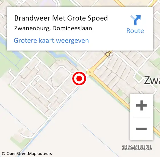 Locatie op kaart van de 112 melding: Brandweer Met Grote Spoed Naar Zwanenburg, Domineeslaan op 7 september 2022 20:38