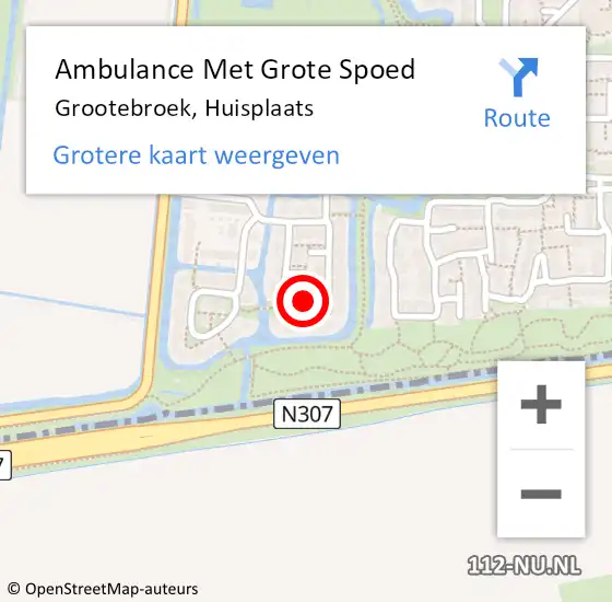 Locatie op kaart van de 112 melding: Ambulance Met Grote Spoed Naar Grootebroek, Huisplaats op 7 september 2022 20:41