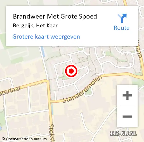 Locatie op kaart van de 112 melding: Brandweer Met Grote Spoed Naar Bergeijk, Het Kaar op 7 september 2022 20:44