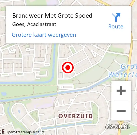 Locatie op kaart van de 112 melding: Brandweer Met Grote Spoed Naar Goes, Acaciastraat op 7 september 2022 20:58