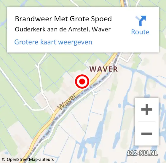 Locatie op kaart van de 112 melding: Brandweer Met Grote Spoed Naar Ouderkerk aan de Amstel, Waver op 7 september 2022 20:59