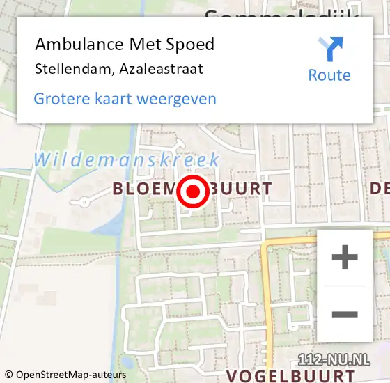 Locatie op kaart van de 112 melding: Ambulance Met Spoed Naar Stellendam, Azaleastraat op 7 september 2022 21:01