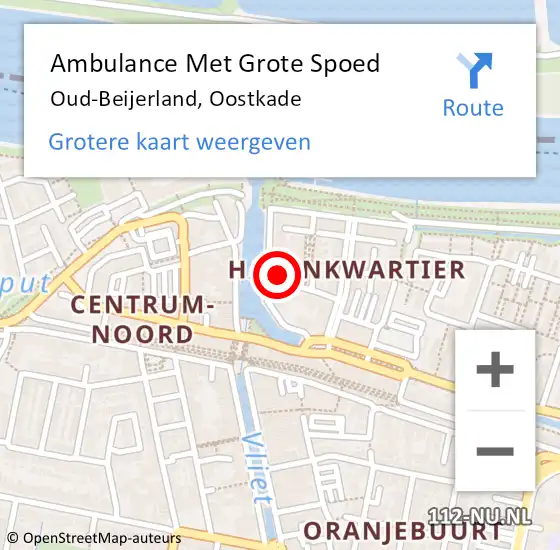 Locatie op kaart van de 112 melding: Ambulance Met Grote Spoed Naar Oud-Beijerland, Oostkade op 7 september 2022 21:24