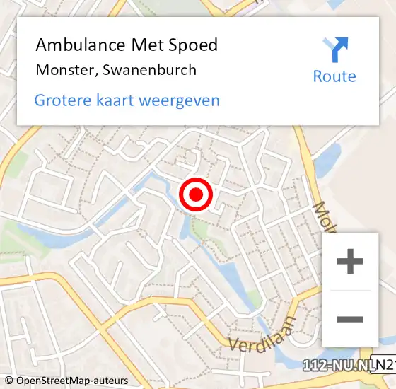 Locatie op kaart van de 112 melding: Ambulance Met Spoed Naar Monster, Swanenburch op 7 september 2022 21:45