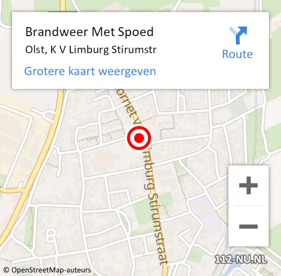 Locatie op kaart van de 112 melding: Brandweer Met Spoed Naar Olst, K V Limburg Stirumstr op 28 juli 2014 17:49