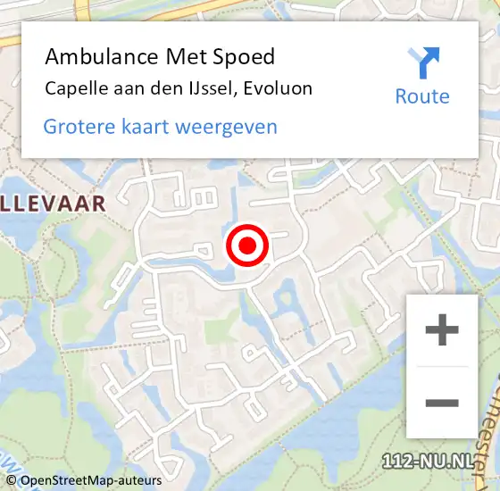 Locatie op kaart van de 112 melding: Ambulance Met Spoed Naar Capelle aan den IJssel, Evoluon op 7 september 2022 22:40