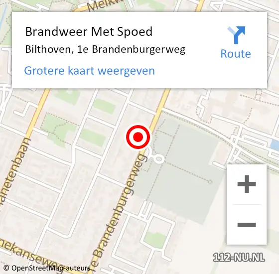 Locatie op kaart van de 112 melding: Brandweer Met Spoed Naar Bilthoven, 1e Brandenburgerweg op 7 september 2022 22:48