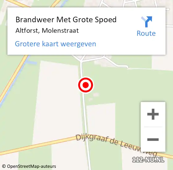 Locatie op kaart van de 112 melding: Brandweer Met Grote Spoed Naar Altforst, Molenstraat op 7 september 2022 23:11