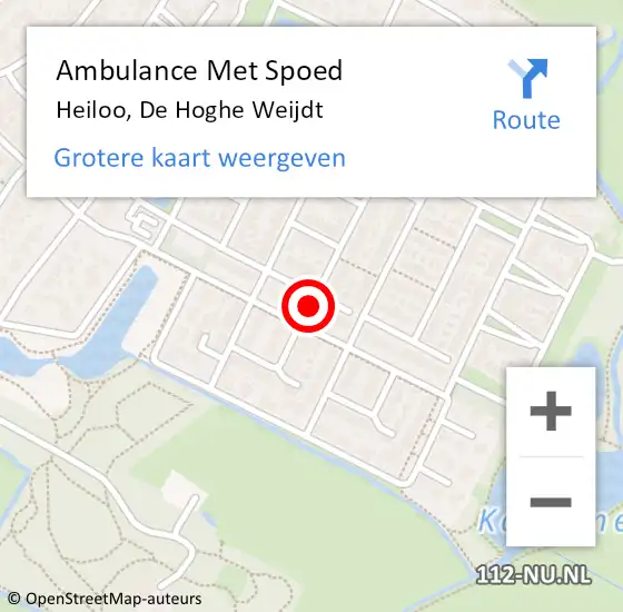 Locatie op kaart van de 112 melding: Ambulance Met Spoed Naar Heiloo, De Hoghe Weijdt op 7 september 2022 23:35