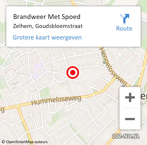 Locatie op kaart van de 112 melding: Brandweer Met Spoed Naar Zelhem, Goudsbloemstraat op 28 juli 2014 17:53