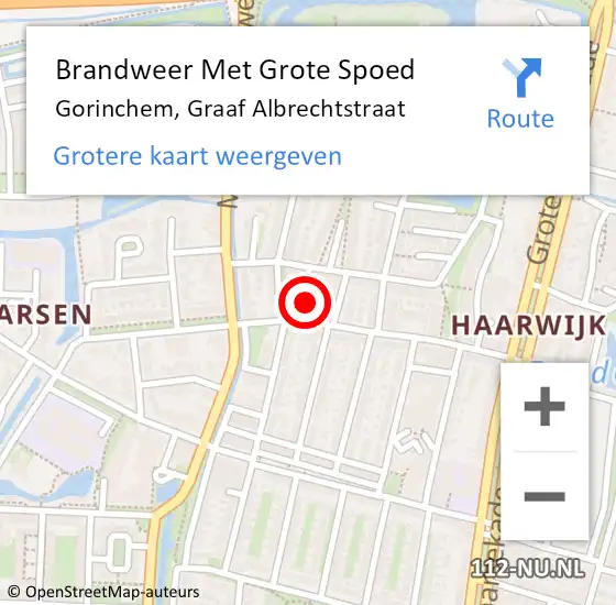 Locatie op kaart van de 112 melding: Brandweer Met Grote Spoed Naar Gorinchem, Graaf Albrechtstraat op 8 september 2022 00:38