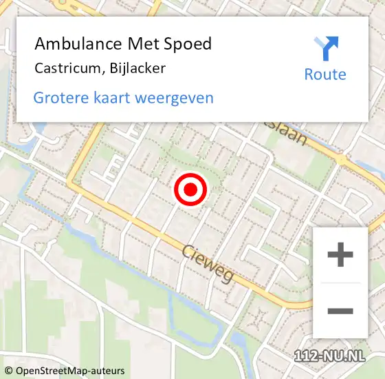 Locatie op kaart van de 112 melding: Ambulance Met Spoed Naar Castricum, Bijlacker op 8 september 2022 01:17