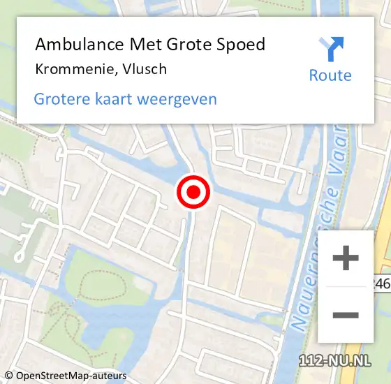 Locatie op kaart van de 112 melding: Ambulance Met Grote Spoed Naar Krommenie, Vlusch op 8 september 2022 01:22