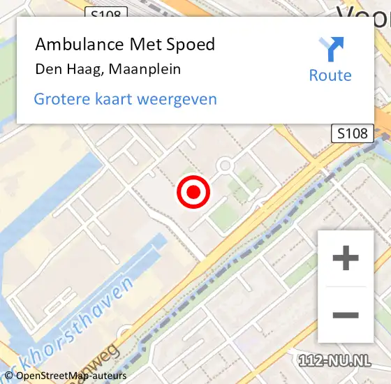 Locatie op kaart van de 112 melding: Ambulance Met Spoed Naar Den Haag, Maanplein op 8 september 2022 02:15