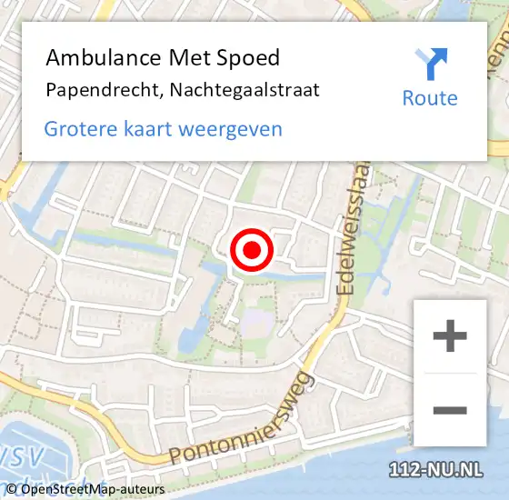 Locatie op kaart van de 112 melding: Ambulance Met Spoed Naar Papendrecht, Nachtegaalstraat op 8 september 2022 04:12