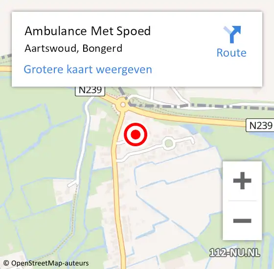 Locatie op kaart van de 112 melding: Ambulance Met Spoed Naar Aartswoud, Bongerd op 8 september 2022 04:30