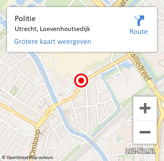 Locatie op kaart van de 112 melding: Politie Utrecht, Loevenhoutsedijk op 8 september 2022 05:36