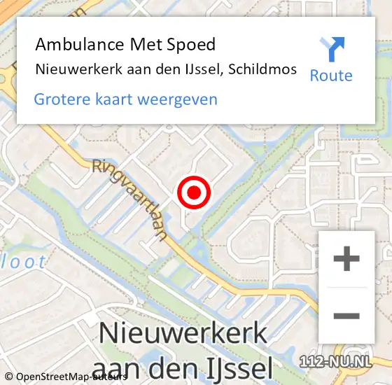 Locatie op kaart van de 112 melding: Ambulance Met Spoed Naar Nieuwerkerk aan den IJssel, Schildmos op 8 september 2022 05:43