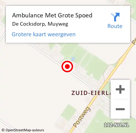 Locatie op kaart van de 112 melding: Ambulance Met Grote Spoed Naar De Cocksdorp, Muyweg op 8 september 2022 06:26