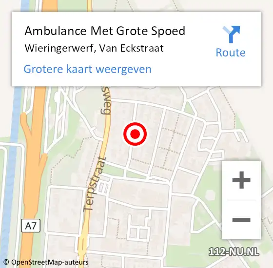 Locatie op kaart van de 112 melding: Ambulance Met Grote Spoed Naar Wieringerwerf, Van Eckstraat op 8 september 2022 06:31