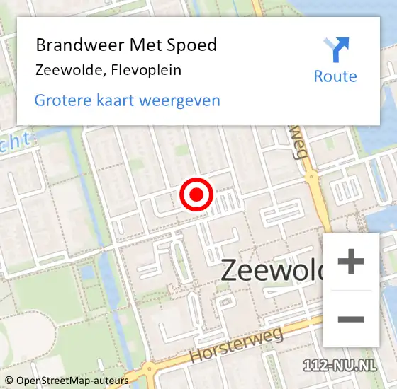 Locatie op kaart van de 112 melding: Brandweer Met Spoed Naar Zeewolde, Flevoplein op 8 september 2022 06:51