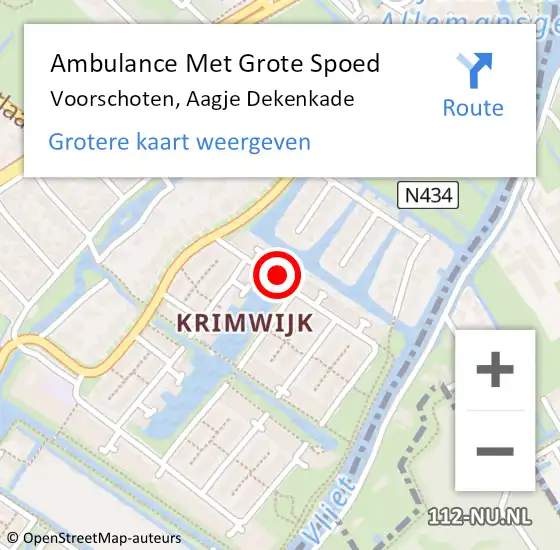 Locatie op kaart van de 112 melding: Ambulance Met Grote Spoed Naar Voorschoten, Aagje Dekenkade op 8 september 2022 06:56