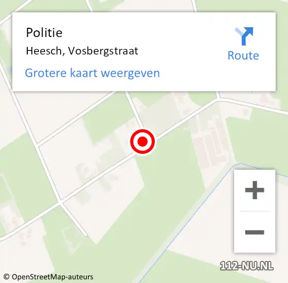 Locatie op kaart van de 112 melding: Politie Heesch, Vosbergstraat op 8 september 2022 06:59
