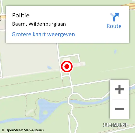 Locatie op kaart van de 112 melding: Politie Baarn, Wildenburglaan op 8 september 2022 08:03