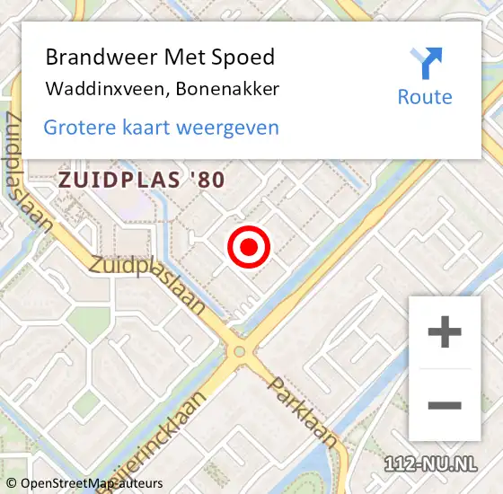 Locatie op kaart van de 112 melding: Brandweer Met Spoed Naar Waddinxveen, Bonenakker op 8 september 2022 08:03