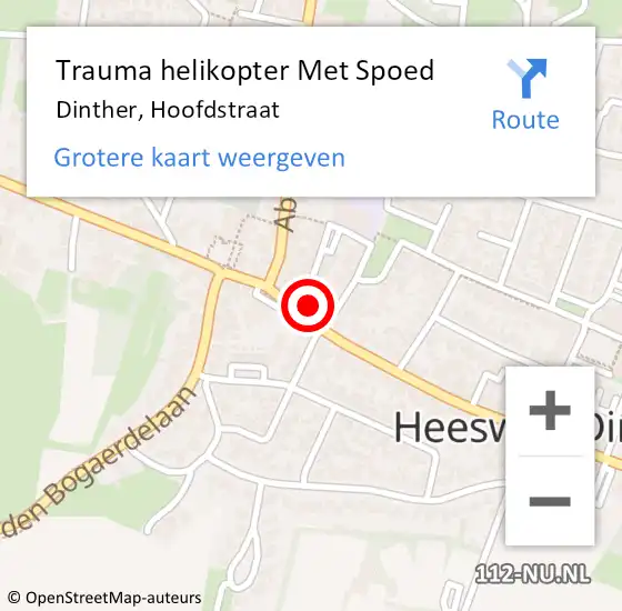 Locatie op kaart van de 112 melding: Trauma helikopter Met Spoed Naar Dinther, Hoofdstraat op 8 september 2022 08:12