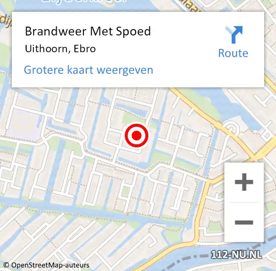 Locatie op kaart van de 112 melding: Brandweer Met Spoed Naar Uithoorn, Ebro op 8 september 2022 08:15