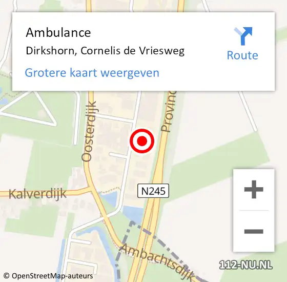 Locatie op kaart van de 112 melding: Ambulance Dirkshorn, Cornelis de Vriesweg op 8 september 2022 08:16