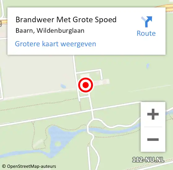 Locatie op kaart van de 112 melding: Brandweer Met Grote Spoed Naar Baarn, Wildenburglaan op 8 september 2022 08:19