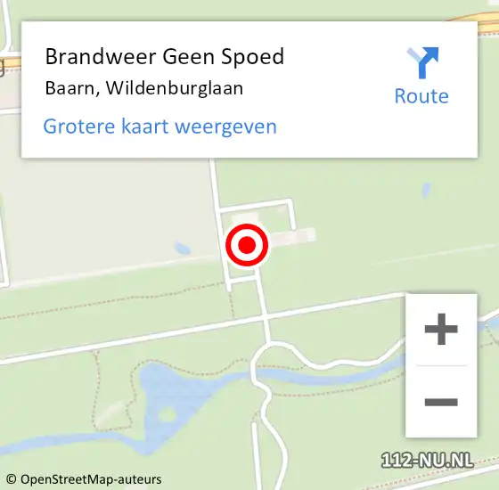 Locatie op kaart van de 112 melding: Brandweer Geen Spoed Naar Baarn, Wildenburglaan op 8 september 2022 08:20