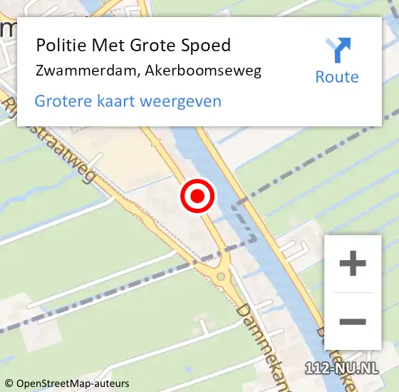 Locatie op kaart van de 112 melding: Politie Met Grote Spoed Naar Zwammerdam, Akerboomseweg op 8 september 2022 08:26