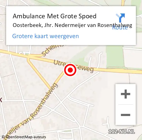 Locatie op kaart van de 112 melding: Ambulance Met Grote Spoed Naar Oosterbeek, Jhr. Nedermeijer van Rosenthalweg op 8 september 2022 08:46