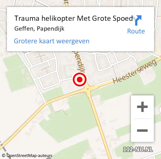 Locatie op kaart van de 112 melding: Trauma helikopter Met Grote Spoed Naar Geffen, Papendijk op 8 september 2022 08:59
