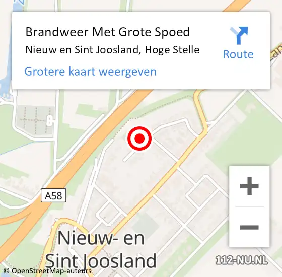 Locatie op kaart van de 112 melding: Brandweer Met Grote Spoed Naar Nieuw en Sint Joosland, Hoge Stelle op 8 september 2022 10:03