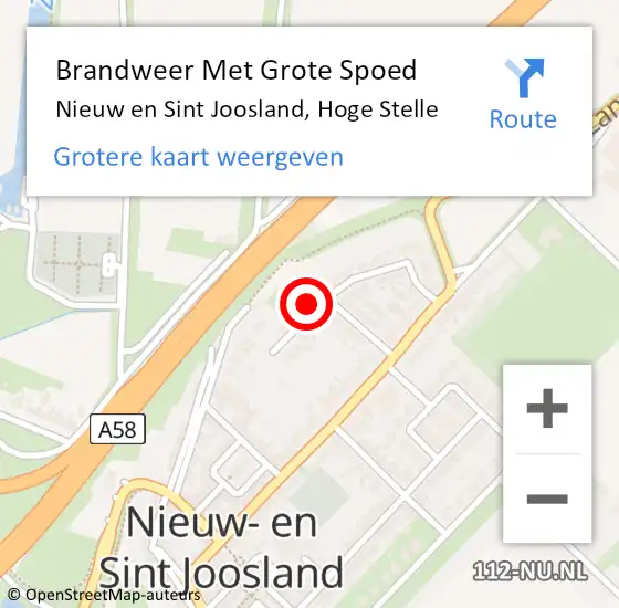 Locatie op kaart van de 112 melding: Brandweer Met Grote Spoed Naar Nieuw en Sint Joosland, Hoge Stelle op 8 september 2022 10:04