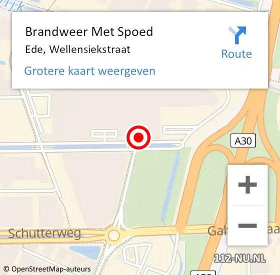 Locatie op kaart van de 112 melding: Brandweer Met Spoed Naar Ede, Wellensiekstraat op 8 september 2022 10:12