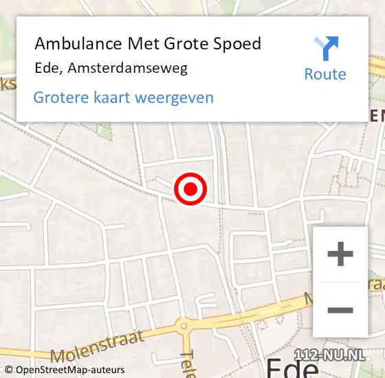 Locatie op kaart van de 112 melding: Ambulance Met Grote Spoed Naar Ede, Amsterdamseweg op 8 september 2022 10:21