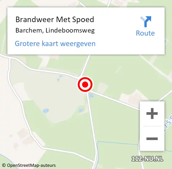 Locatie op kaart van de 112 melding: Brandweer Met Spoed Naar Barchem, Lindeboomsweg op 28 juli 2014 18:07