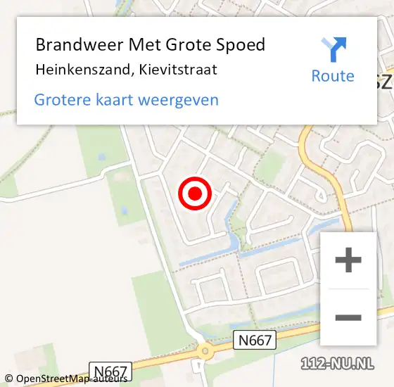 Locatie op kaart van de 112 melding: Brandweer Met Grote Spoed Naar Heinkenszand, Kievitstraat op 8 september 2022 11:01