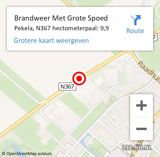 Locatie op kaart van de 112 melding: Brandweer Met Grote Spoed Naar Pekela, N367 hectometerpaal: 9,9 op 8 september 2022 11:23