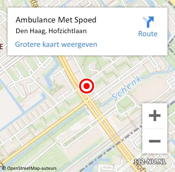 Locatie op kaart van de 112 melding: Ambulance Met Spoed Naar Den Haag, Hofzichtlaan op 8 september 2022 11:41